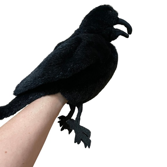Folkmanis Furry Folk Puppets Black Crow Bird Plush Stuffed Animal Toy Puppet - Picture 1 of 8